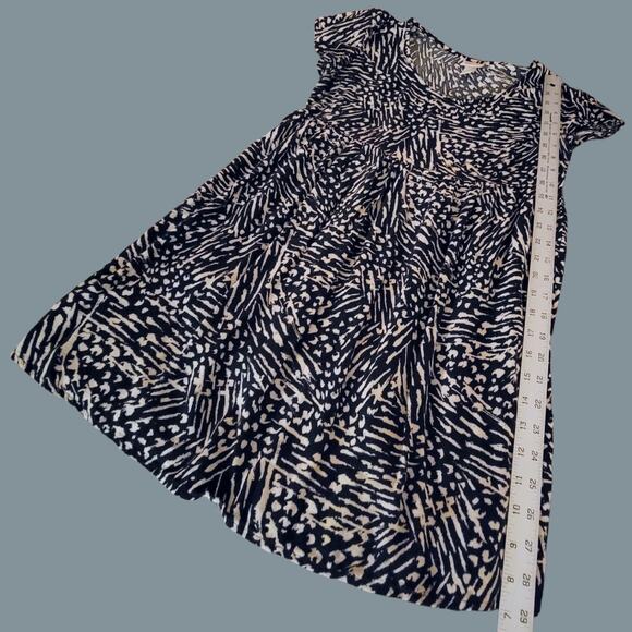 Mossimo Black and Beige Print Short Sleeve Empire Waist Swing Dress, Size S - Picture 6 of 6